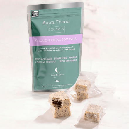 Moon Choco Squares - Cookies & Cream com Avelã
